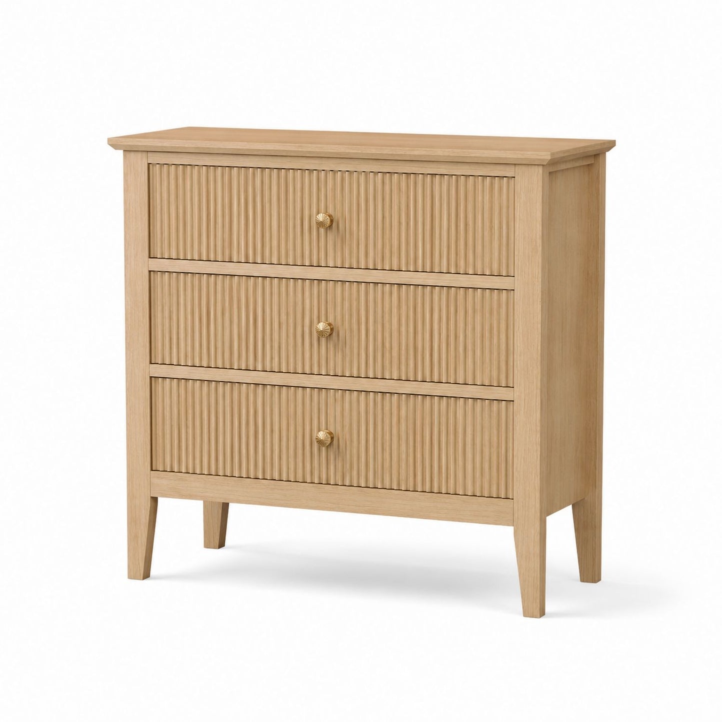 Oak Wood 3-Drawer Dresser Beige