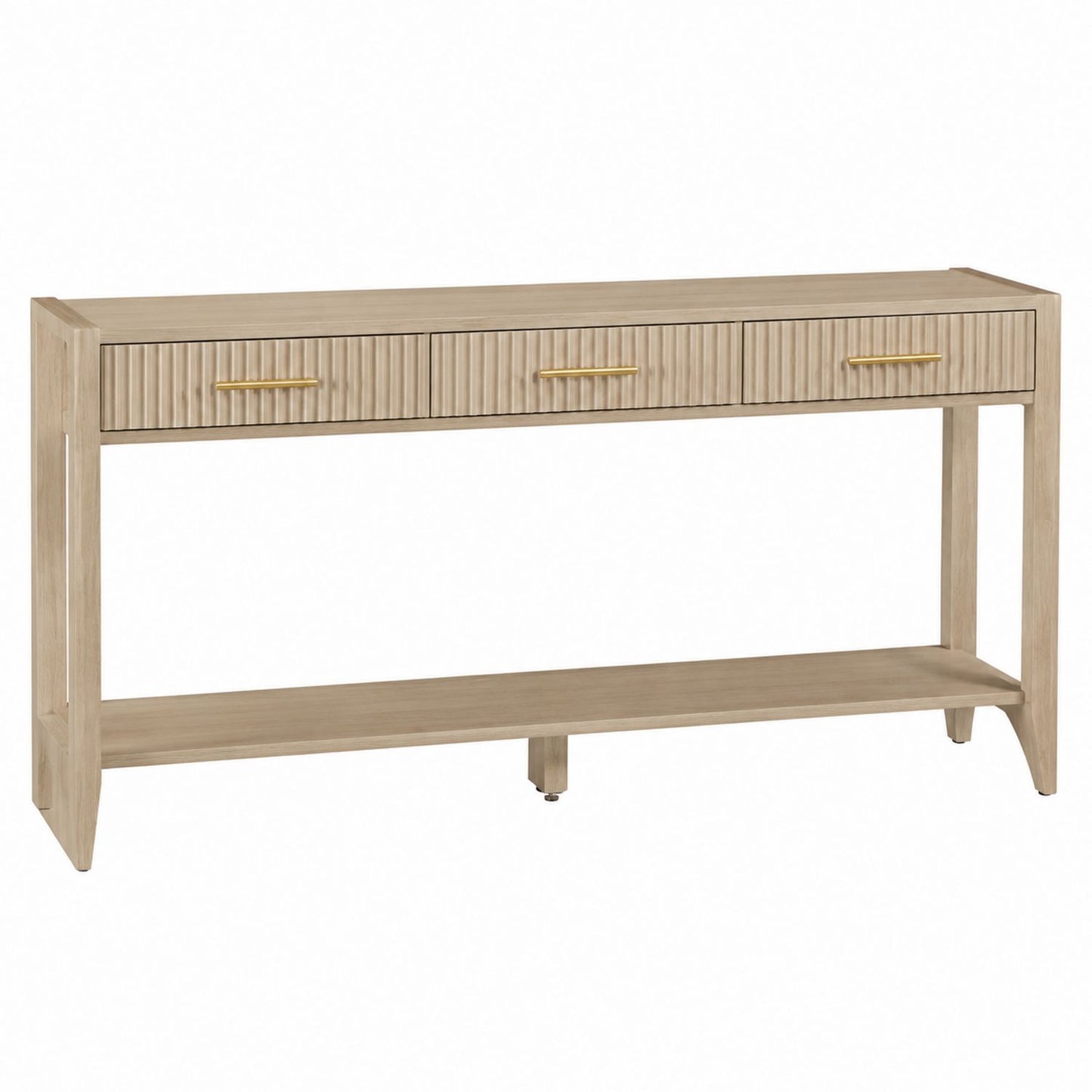 Console en bois massif avec tiroirs, beige, 120 cm