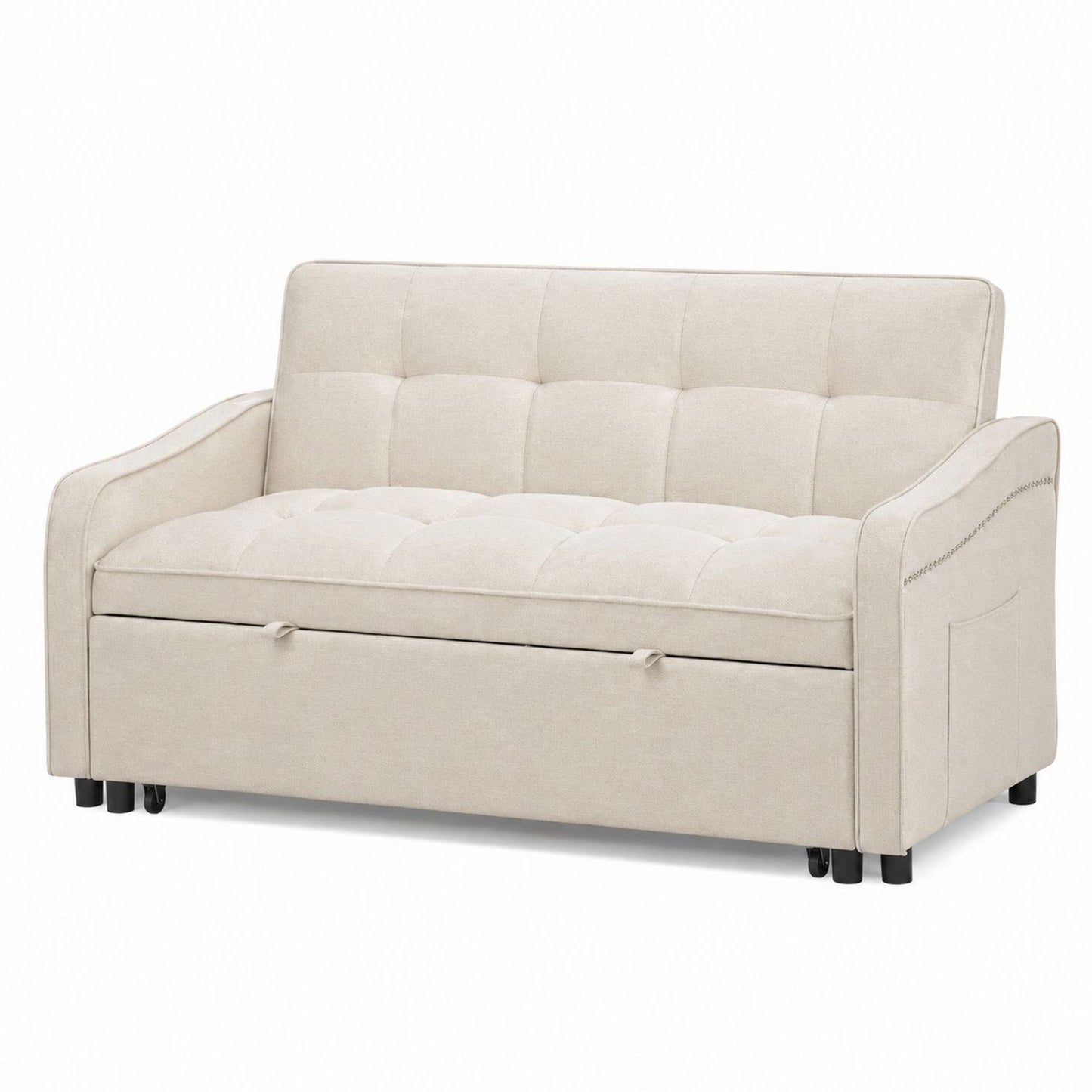 Fabric Sofa Bed with Storage Beige 190x90x80 cm