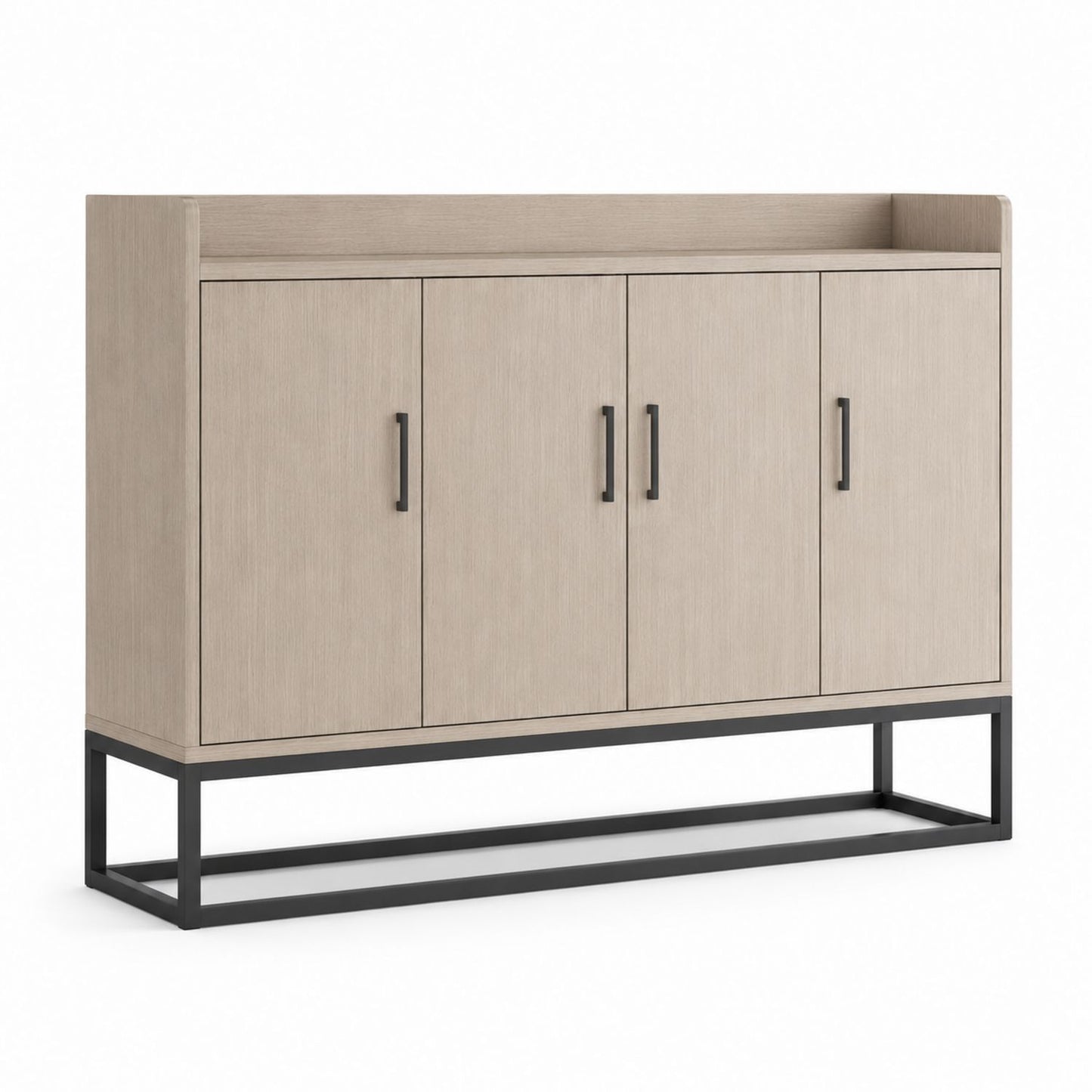 Natural Light Brown Wood Sideboard with Metal Base