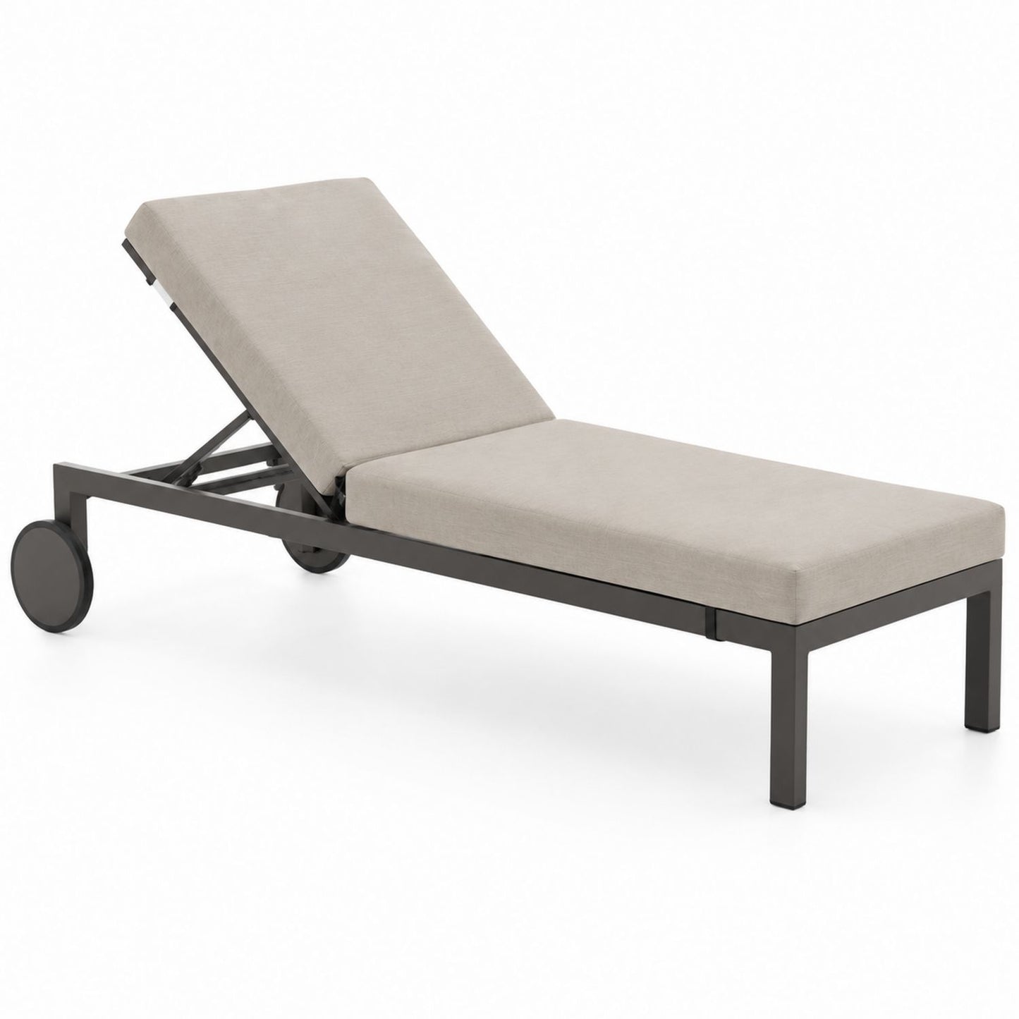 Aluminum Outdoor Chaise Lounge with Beige Polyester Cushions 200cm