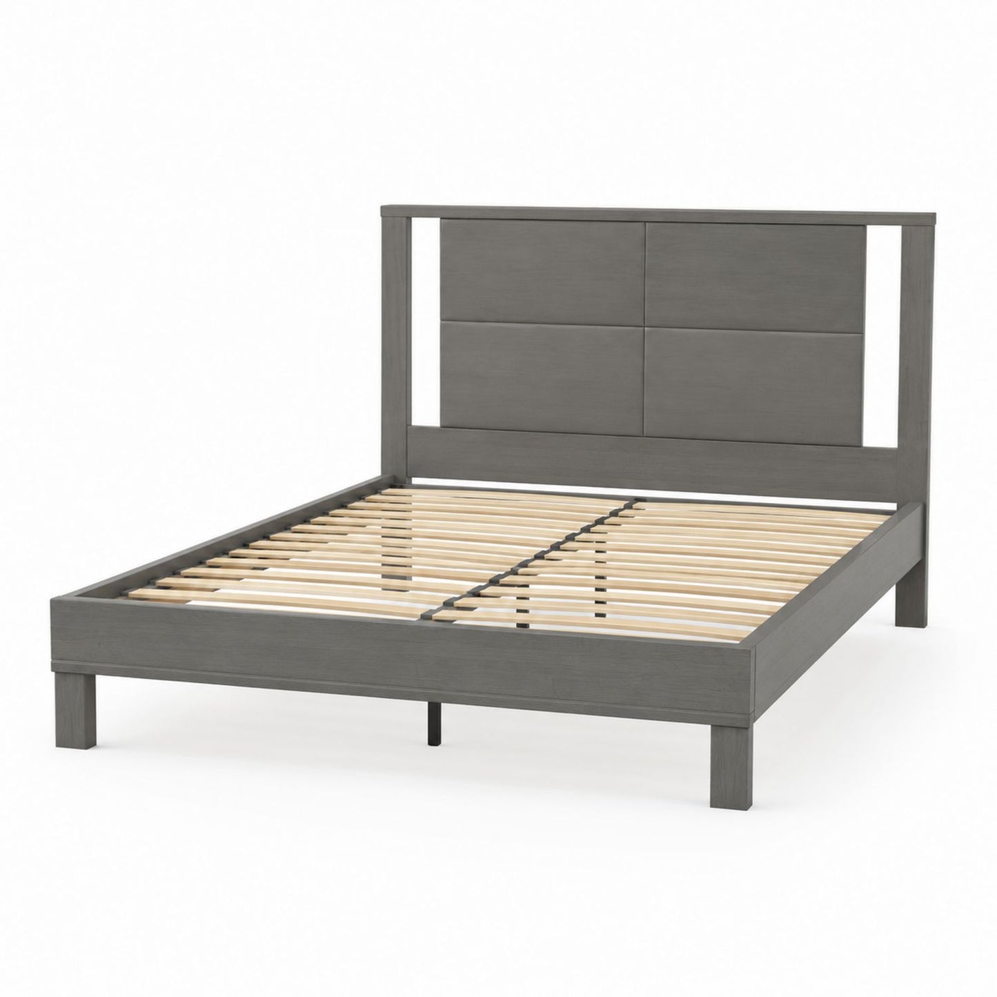 Wooden Queen Bed Frame with Headboard Gray 215cm x 160cm x 110cm