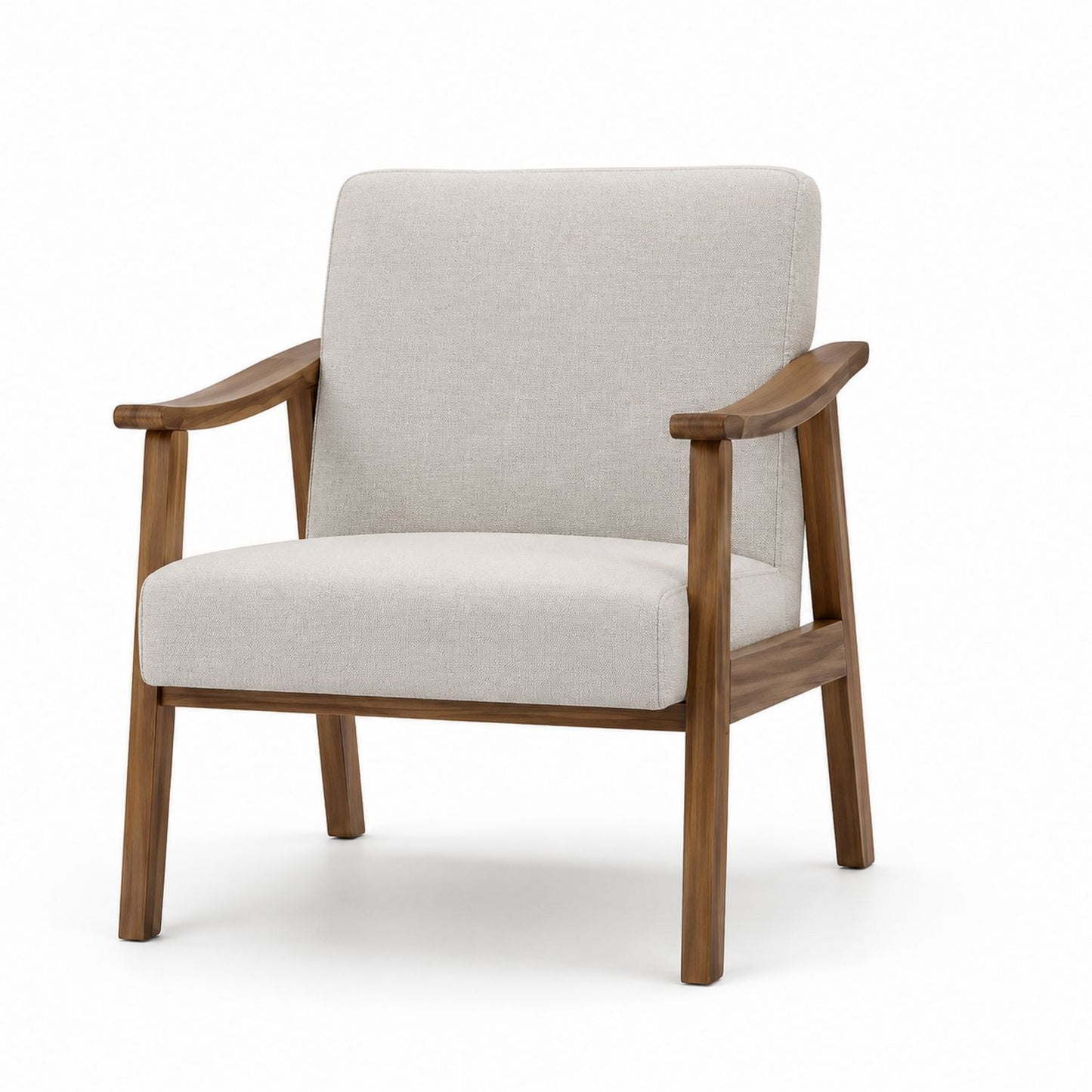 Armchair with Solid Wood Frame and Polyester Upholstery
