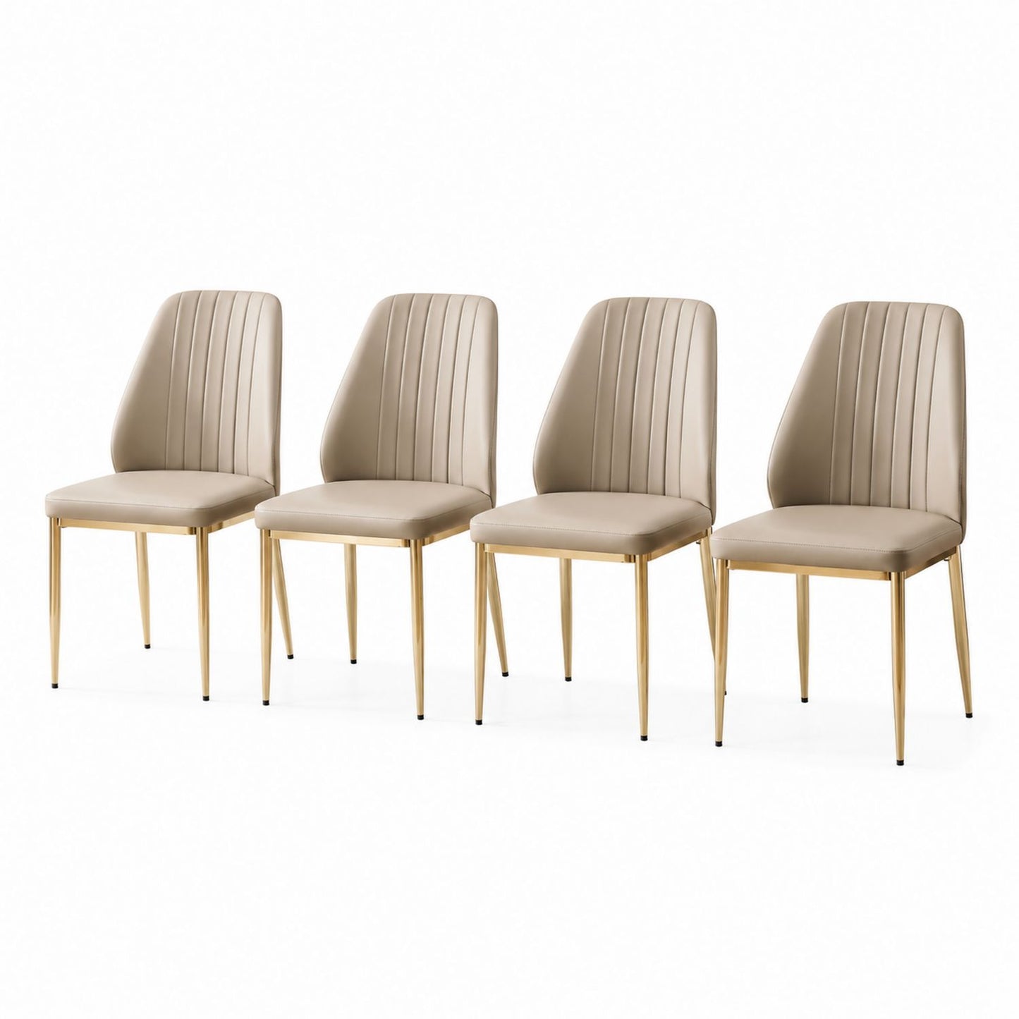 Lot de 4 chaises de salle à manger en similicuir avec pieds en métal doré