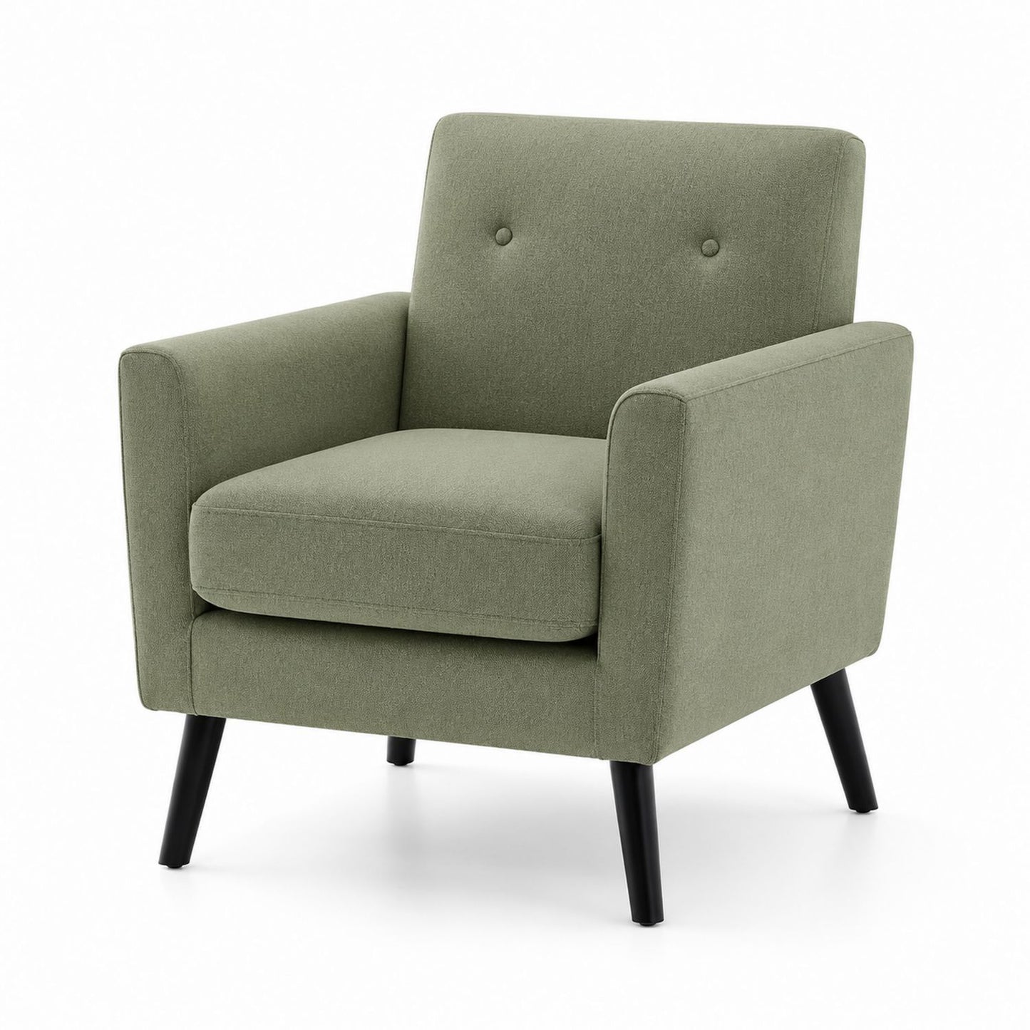 Fauteuil en tissu vert avec pieds en bois 75cm x 80cm x 85cm
