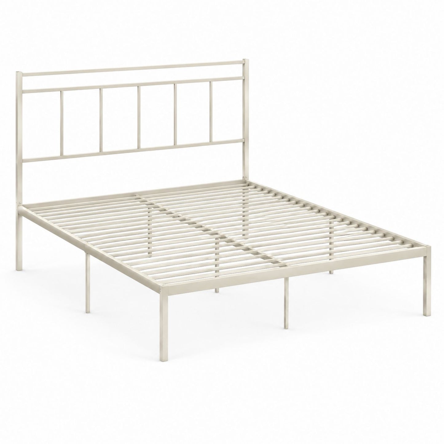 Metal Bed Frame with Headboard Cream 200cm x 150cm