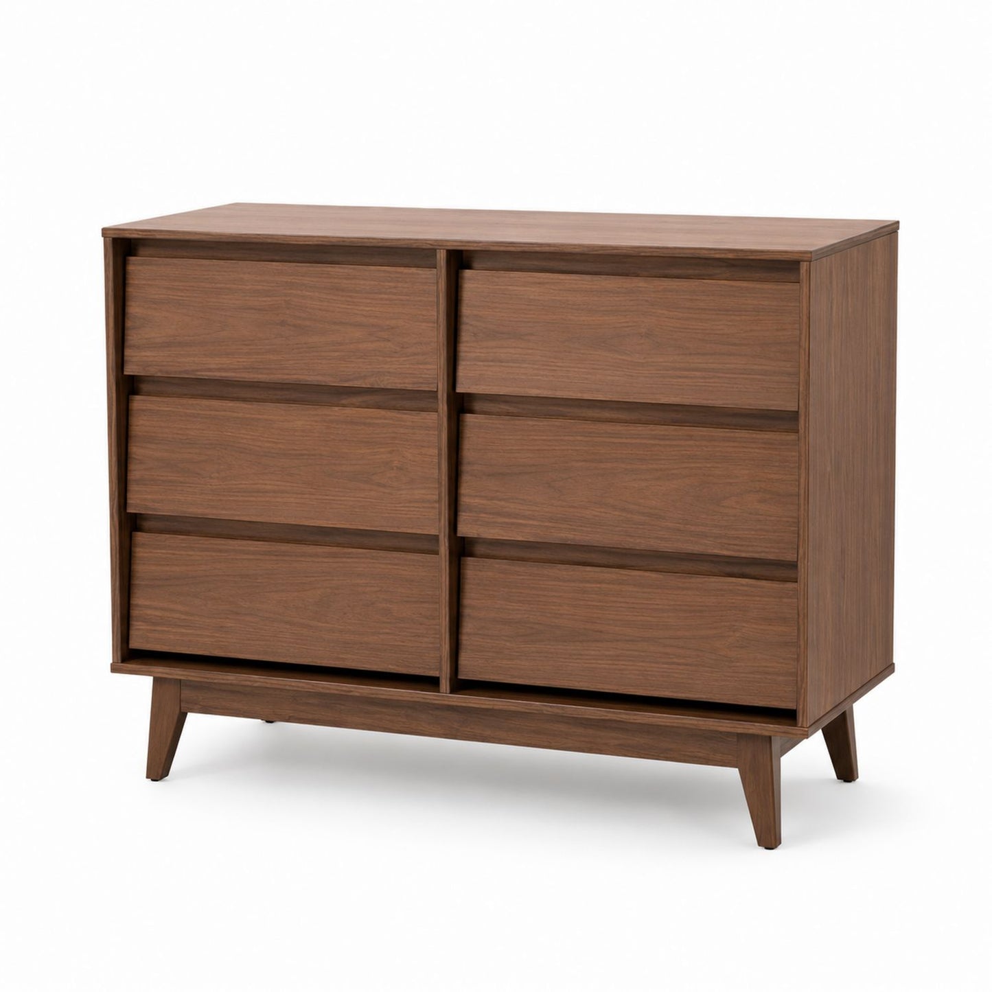 Commode en bois à six tiroirs Brun Noyer 120x80x40 cm