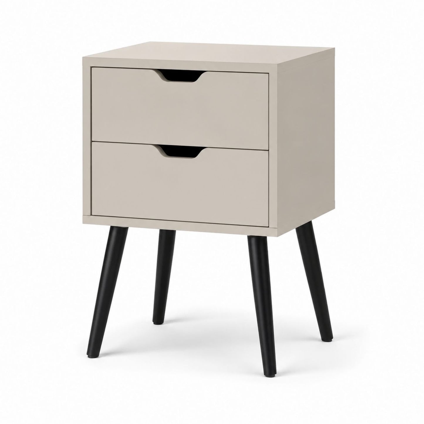 Table de chevet en bois avec deux tiroirs beige 45 cm x 35 cm x 60 cm