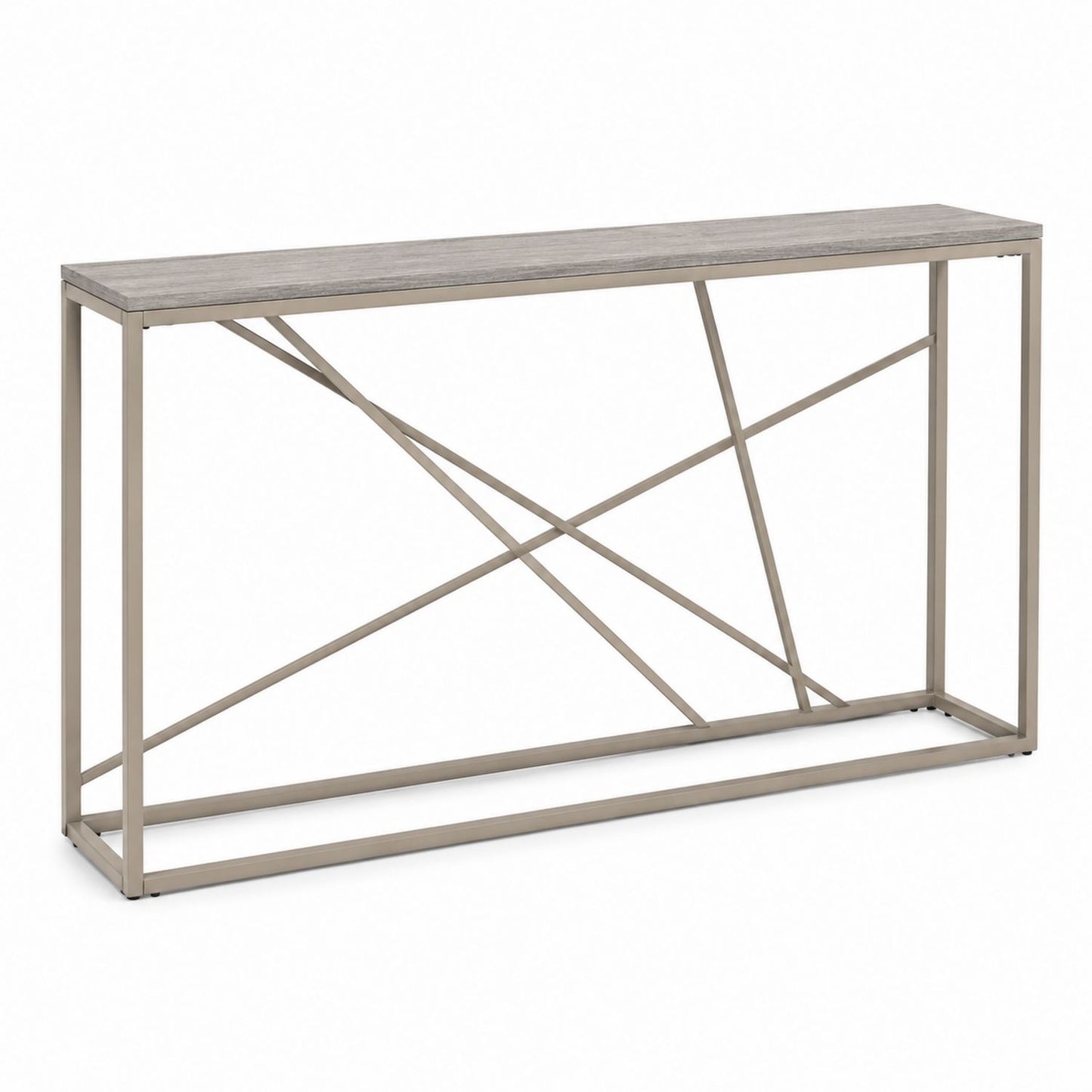 Metal Frame Console Table with Engineered Wood Top in Gray and Silver 120cm