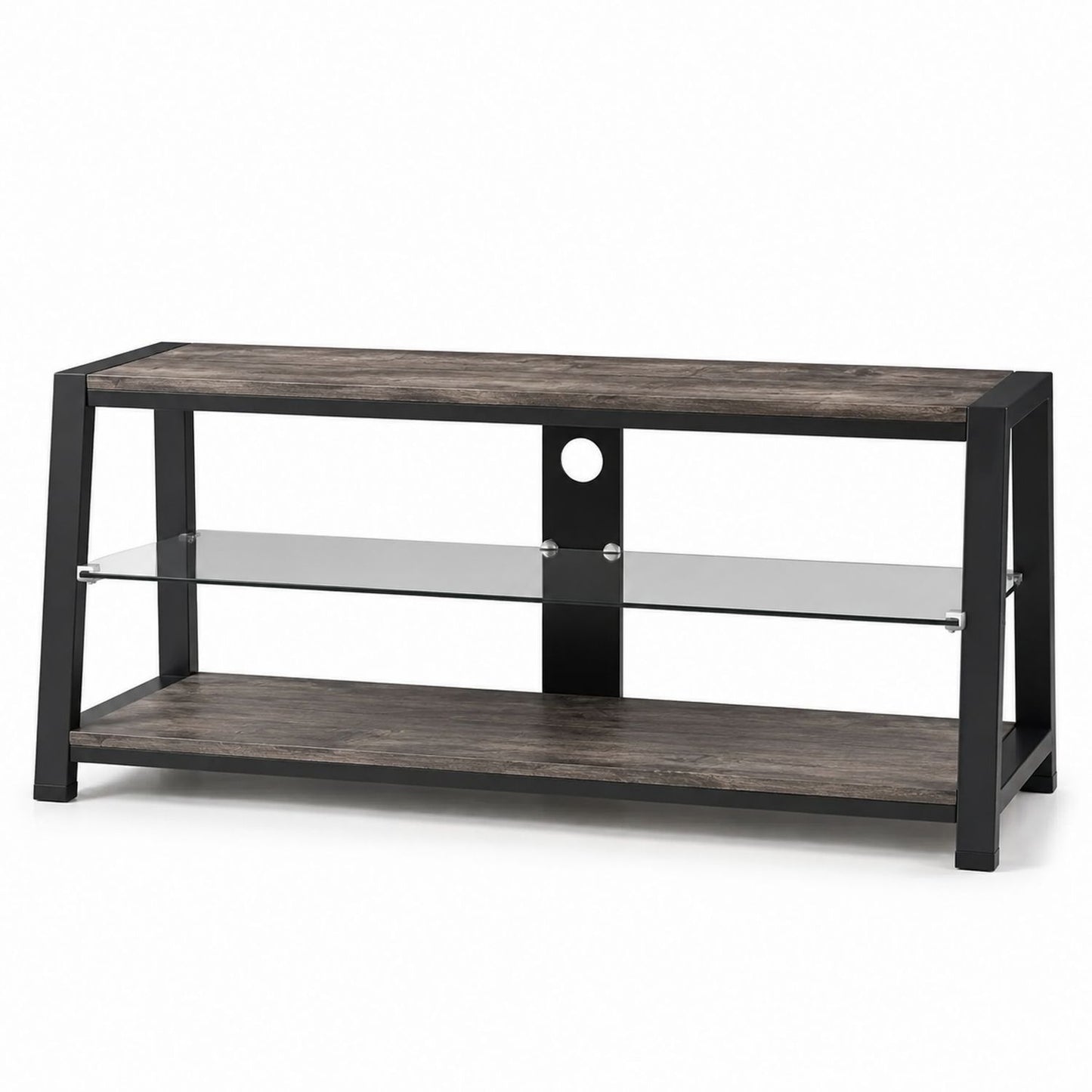 Console en bois et verre trempé avec cadre en métal 120 cm