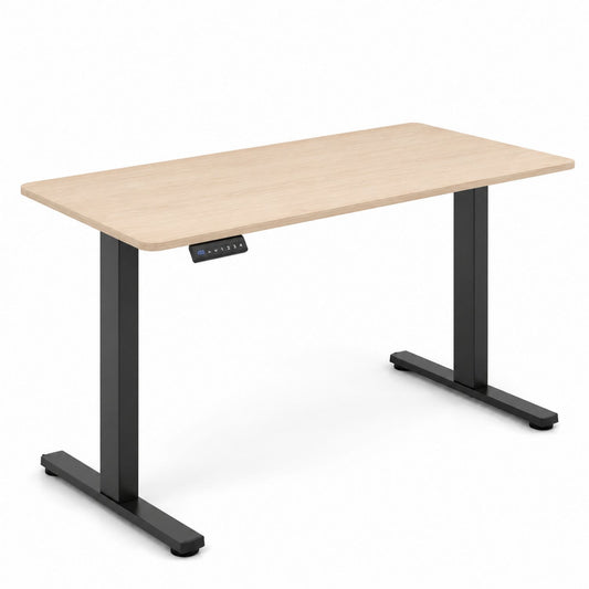 Height Adjustable Desk with Bamboo Top and Black Frame 120x60 cm