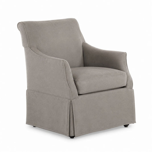 Gray Upholstered Armchair with Skirt Design