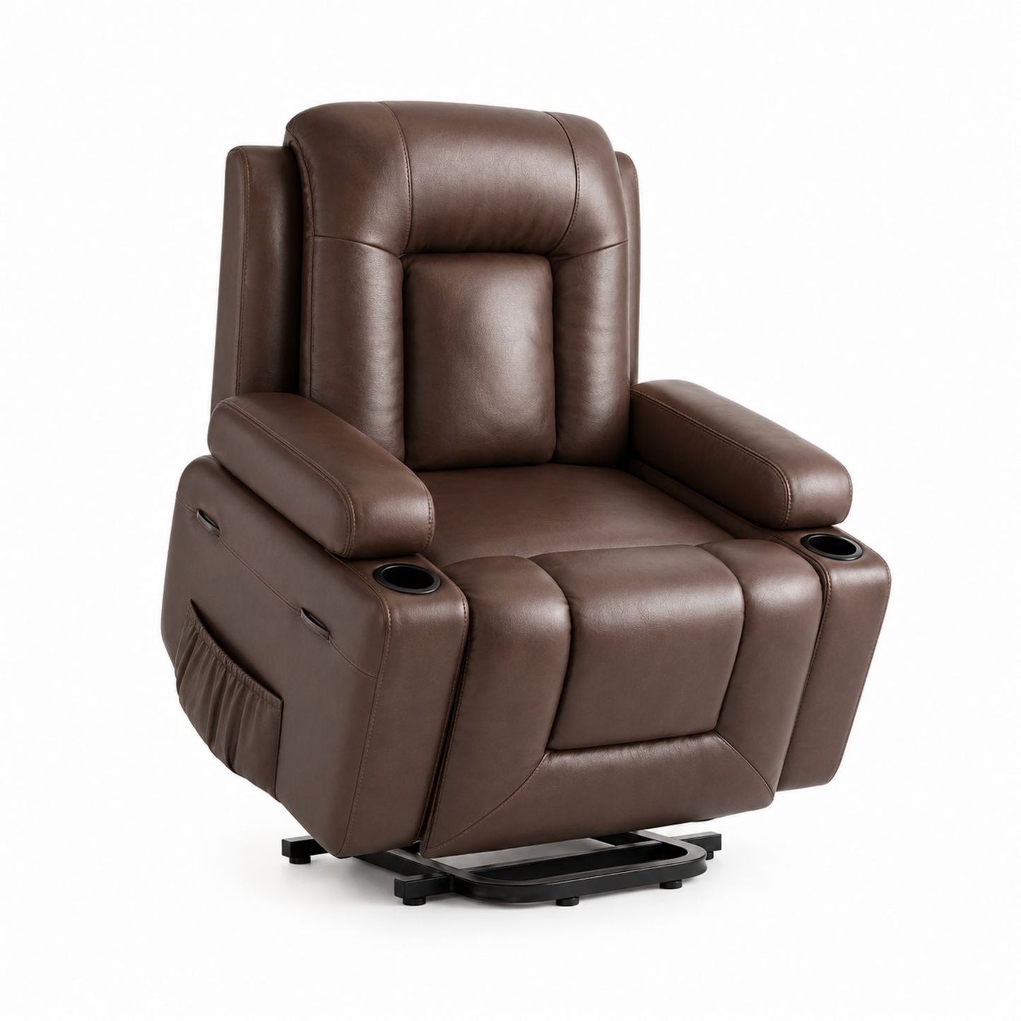 Brown PU Leather Recliner Chair with Cup Holders