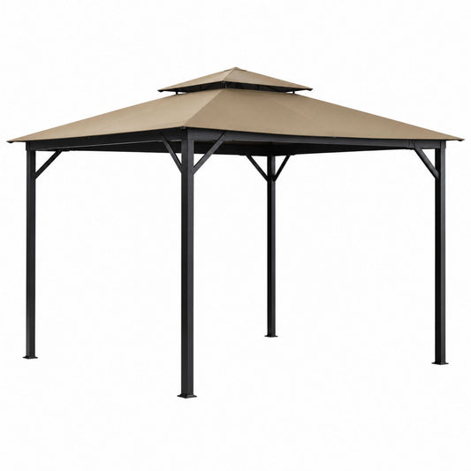 Outdoor Gazebo Steel Frame Polyester Canopy Beige 3x3m