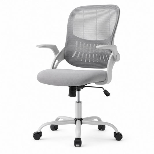 Ergonomic Office Chair Mesh Back Adjustable Height Wheels Gray
