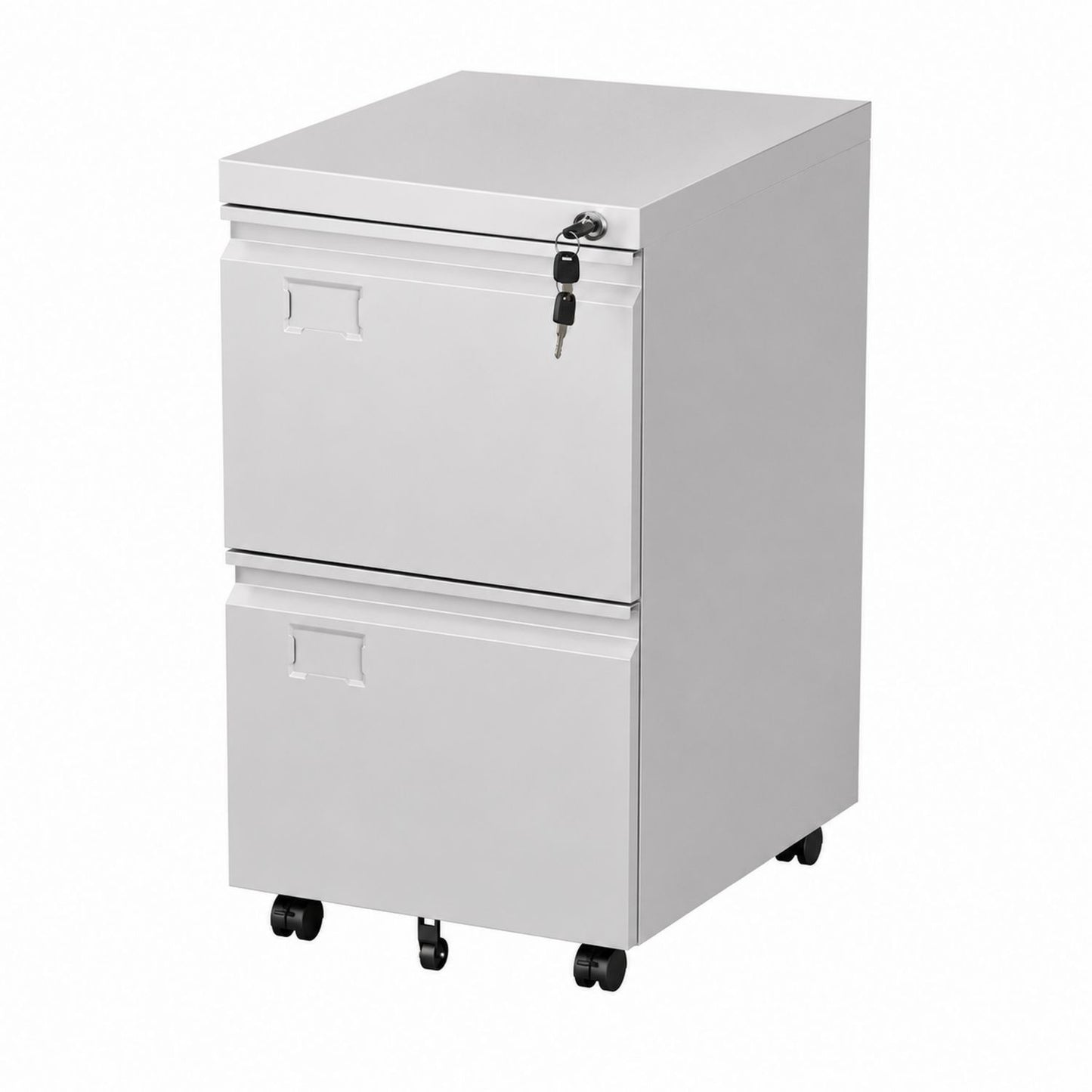 Steel Mobile File Cabinet with Lock and Wheels 60cm H x 40cm W x 50cm D White