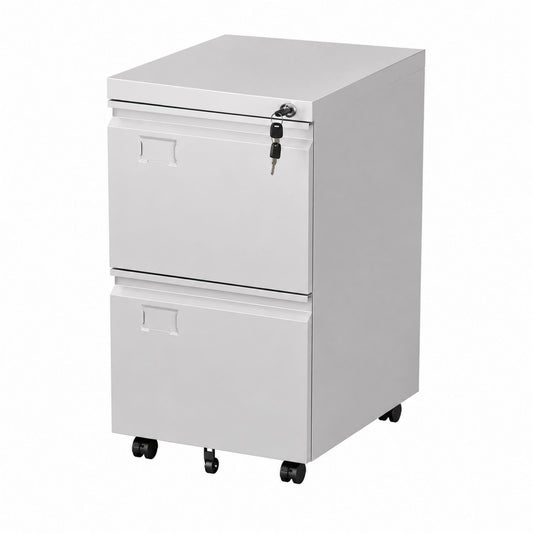 Classeur mobile en acier avec serrure et roulettes 60cm H x 40cm L x 50cm P Blanc
