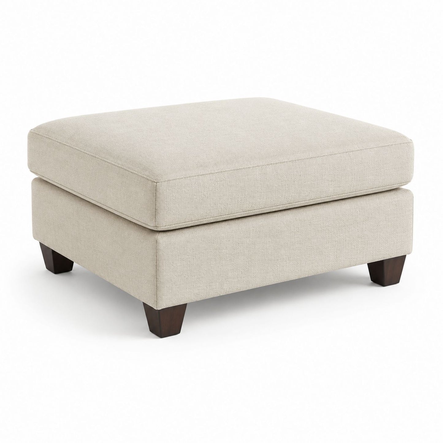 Ottoman carré en polyester beige avec pieds en bois 86,4 cm x 86,4 cm x 45,7 cm
