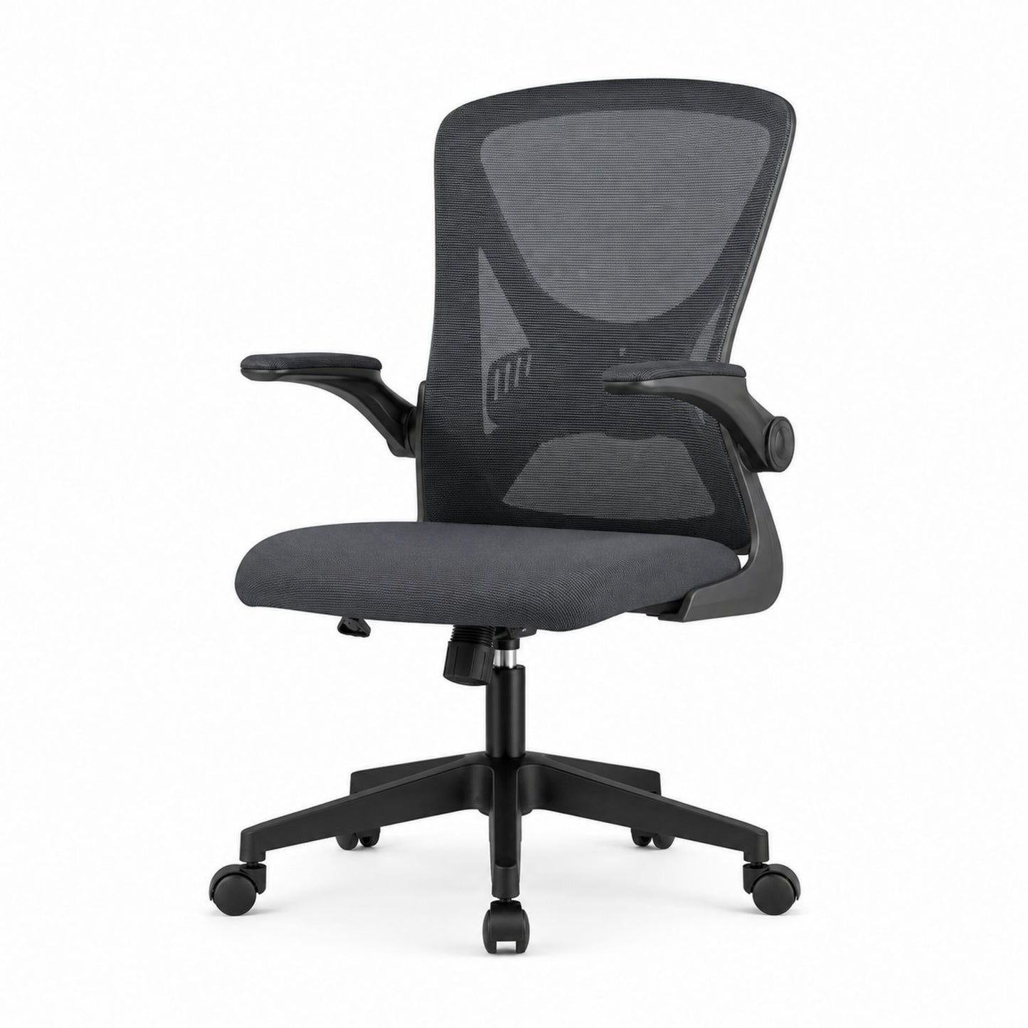 Chaise de bureau ergonomique en maille avec accoudoirs réglables et piètement noir