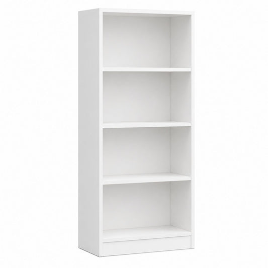 Bibliothèque 4 étagères en bois composite blanc 180 cm