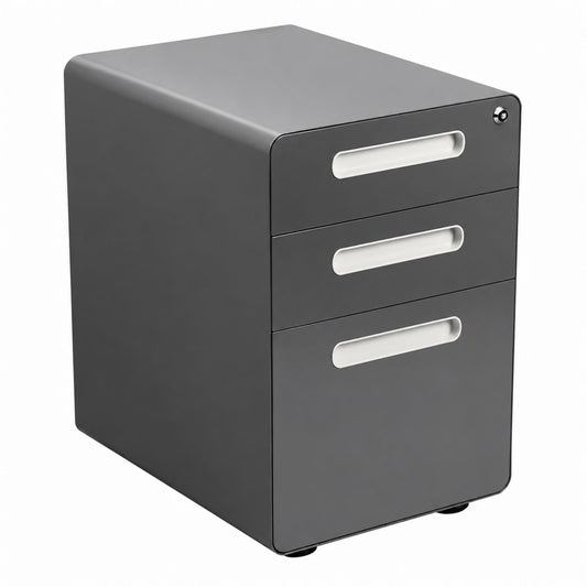 3-Drawer Steel File Cabinet with Lock Gray 52x39x63 cm