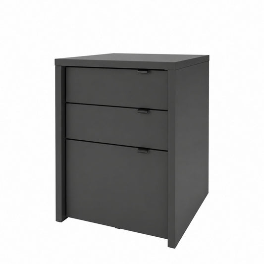 Black Metal 3-Drawer File Cabinet 40x45x70cm