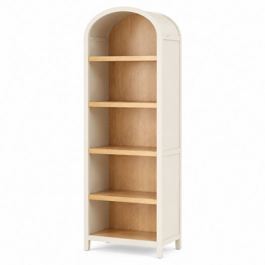 Arched Wooden Bookshelf with White Frame 5-Tier 190cm