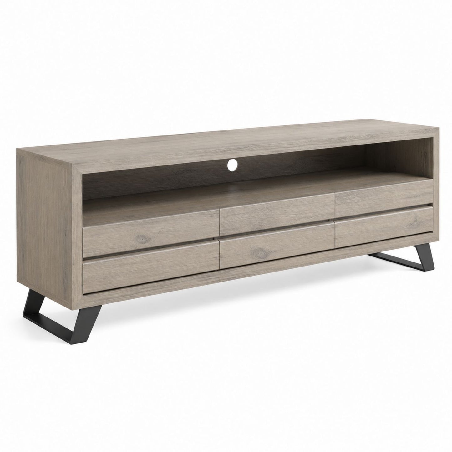 Engineered Wood TV Stand with Metal Legs, Gray, 150cm