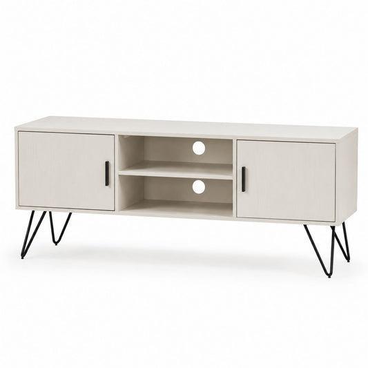 Wooden TV Stand with Metal Legs Beige 150x45x50 cm