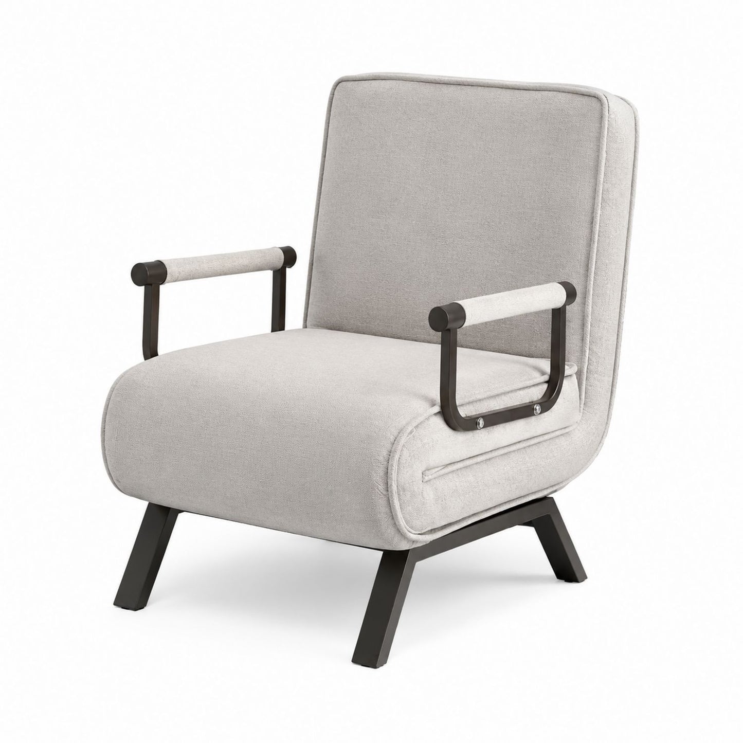 Fauteuil en tissu polyester gris avec cadre en métal