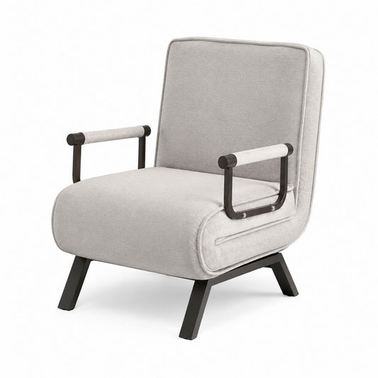 Fauteuil en tissu polyester gris avec cadre en métal