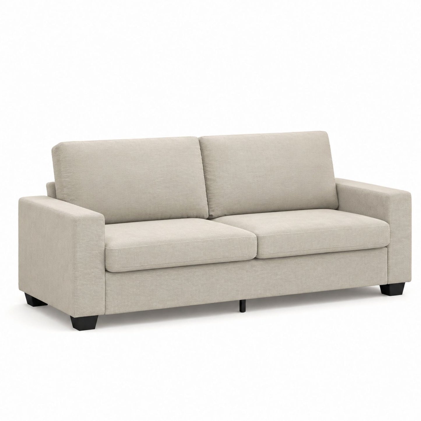 Canapé rectangulaire en tissu polyester beige, longueur 220 cm