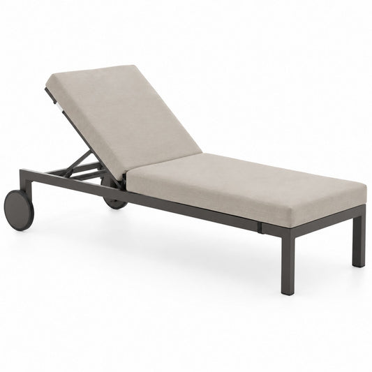 Aluminum Outdoor Chaise Lounge with Beige Polyester Cushions 200cm