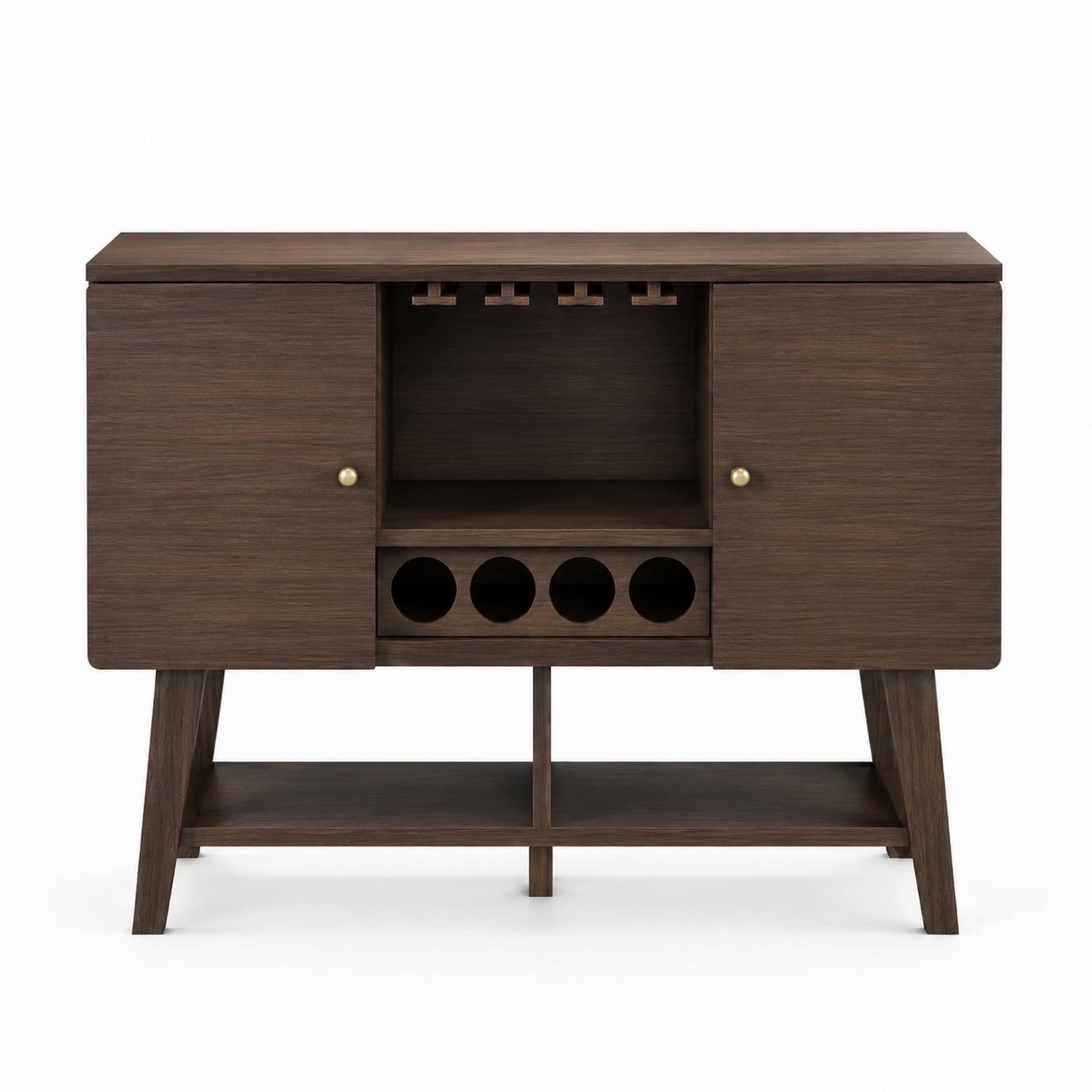 Wood Sideboard with Wine Rack and Storage Cabinet Brown 120cm x 40cm x 85cm