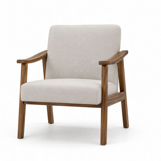 Armchair with Solid Wood Frame and Polyester Upholstery