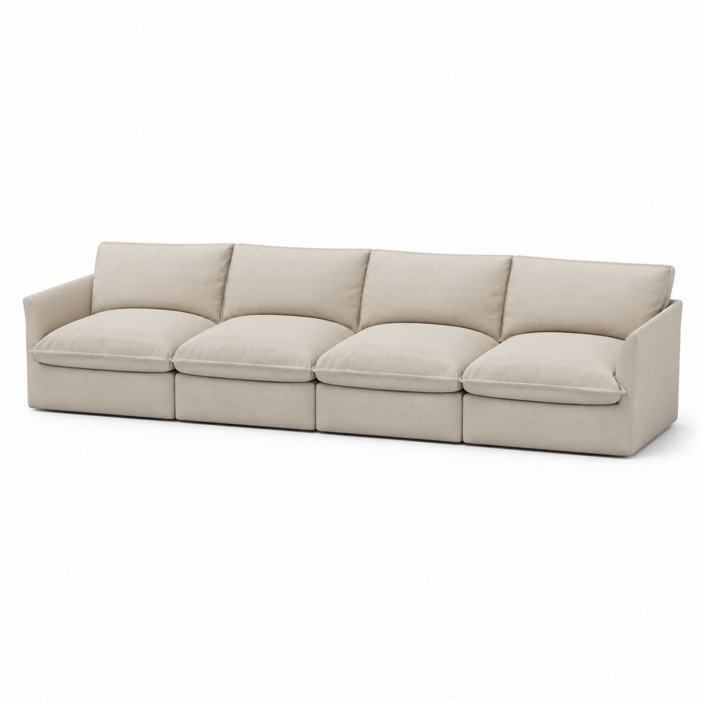 4-Seater Modular Sofa Fabric Upholstery Beige