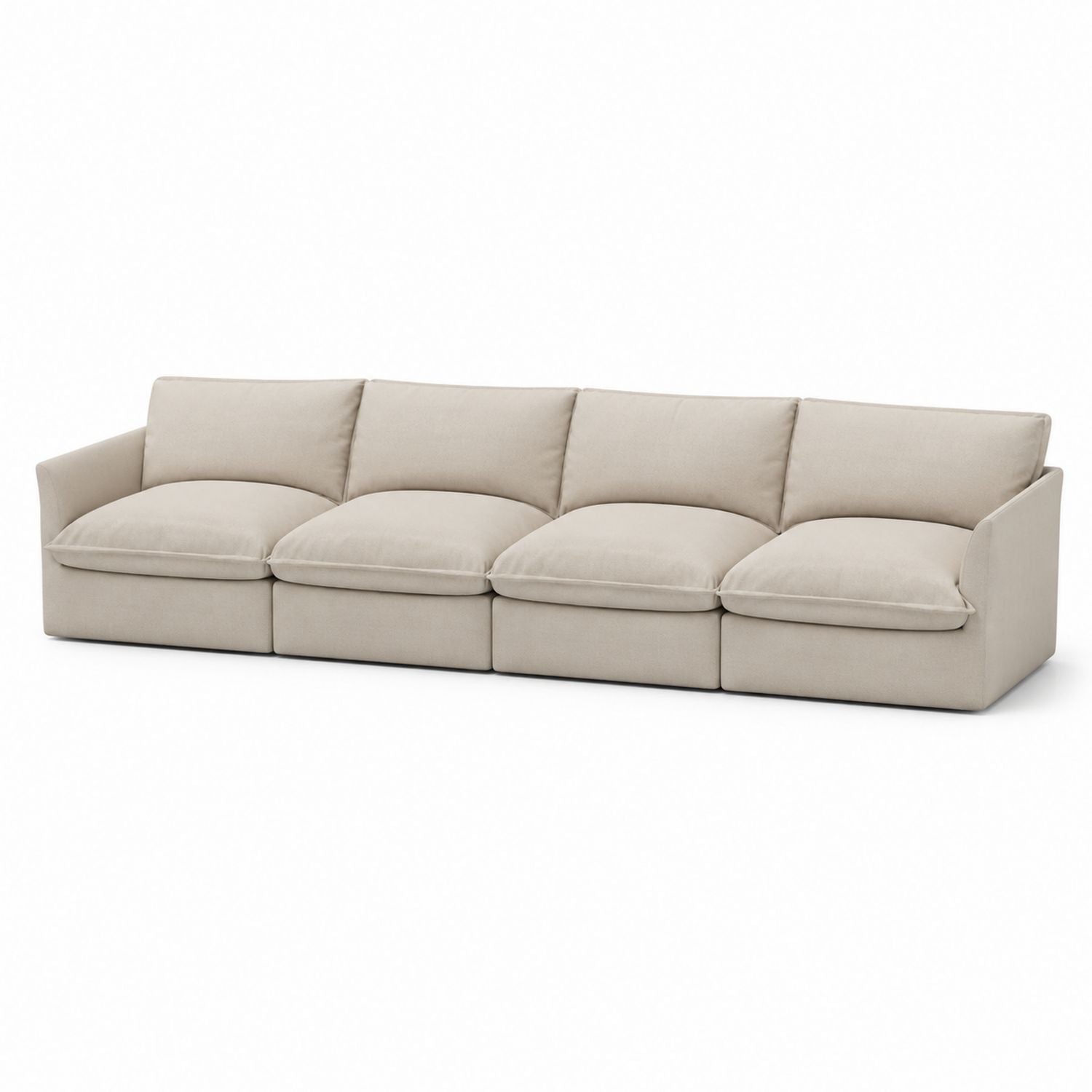 4-Seater Modular Sofa Fabric Upholstery Beige