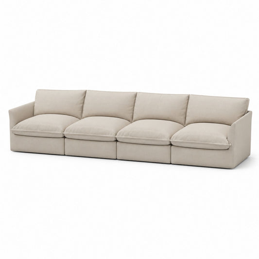 4-Seater Modular Sofa Fabric Upholstery Beige