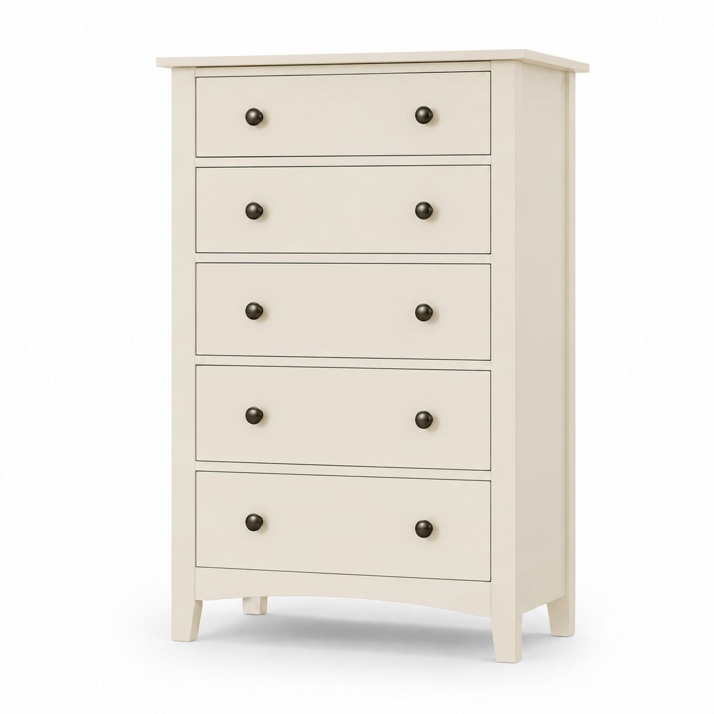 5-Drawer Wood Tall Dresser Beige 115cm Height