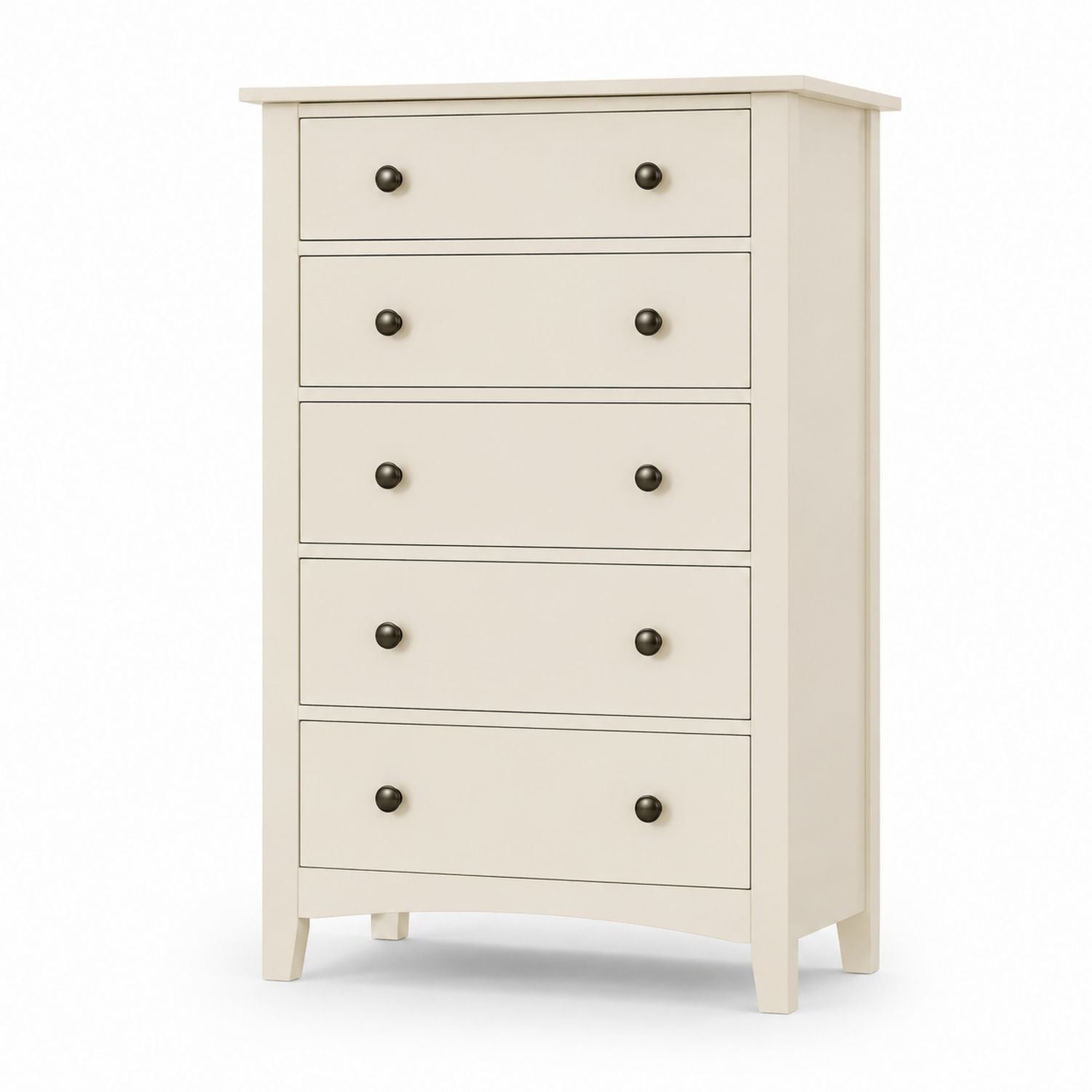 5-Drawer Wood Tall Dresser Beige 115cm Height