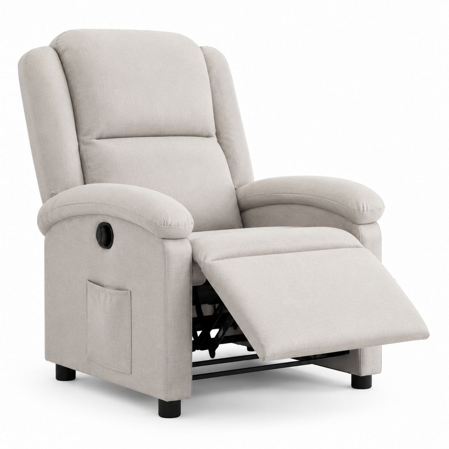 Fabric Recliner Chair Polyester Linen Beige with Adjustable Footrest