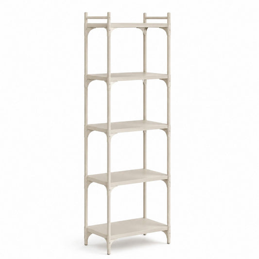 Bibliothèque haute à 5 niveaux en métal beige 180 cm
