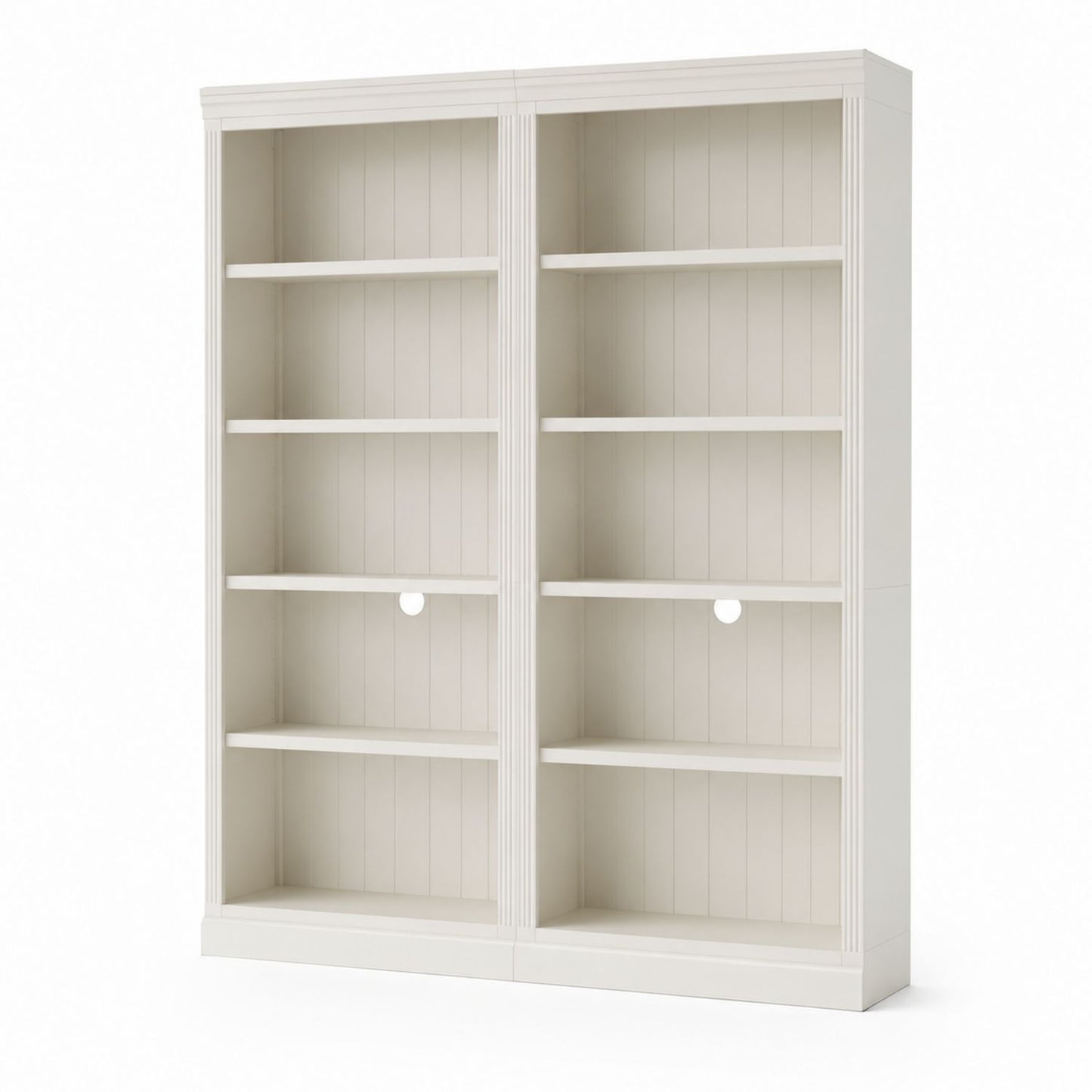 Double bibliothèque en bois d'ingénierie avec étagères réglables, blanche, 200cm x 180cm x 30cm