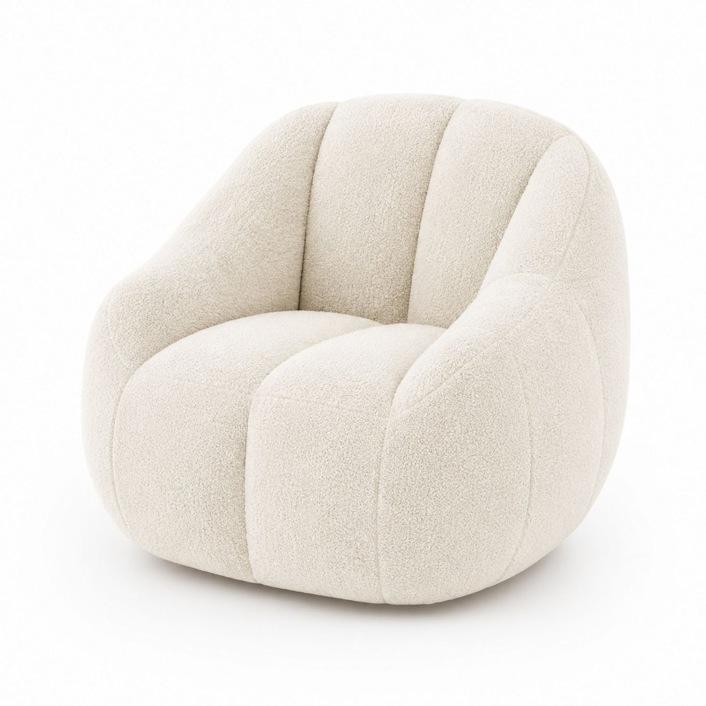 Fauteuil lounge en bouclé de polyester ivoire 80cm x 80cm x 70cm