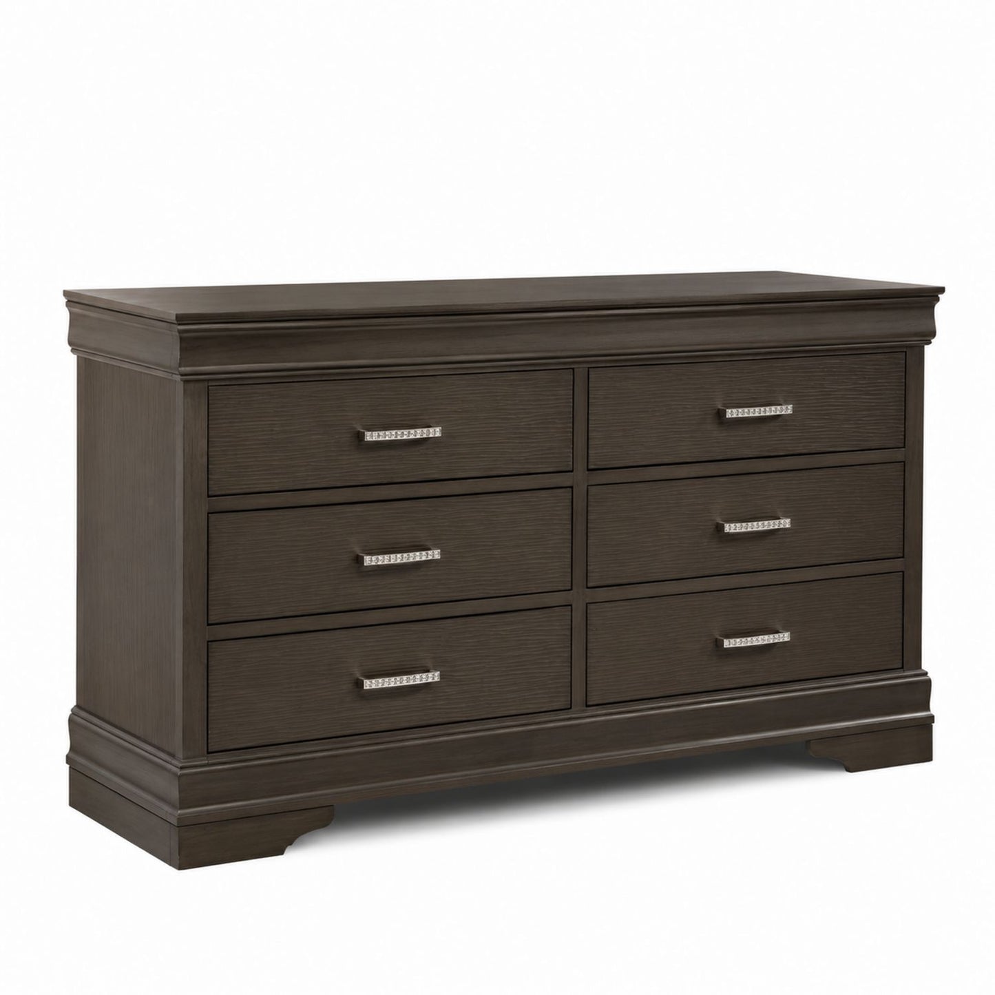 Commode 6 tiroirs en bois marron foncé 150 cm x 50 cm x 90 cm