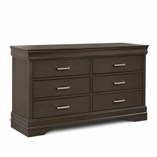 Wood 6-Drawer Dresser Dark Brown 150cm x 50cm x 90cm