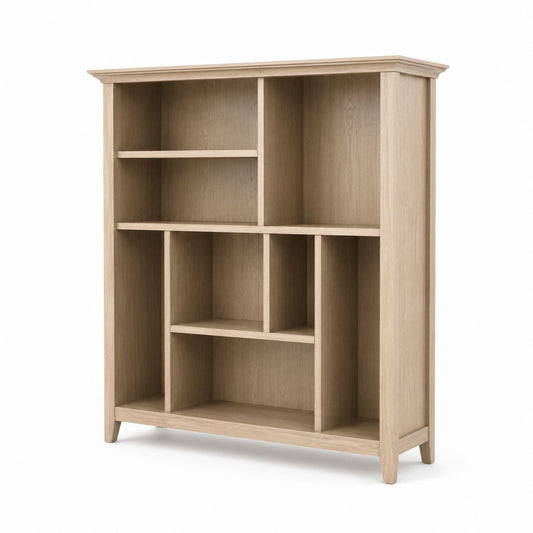 Étagère de bibliothèque en chêne 150 cm H x 120 cm L x 30 cm P