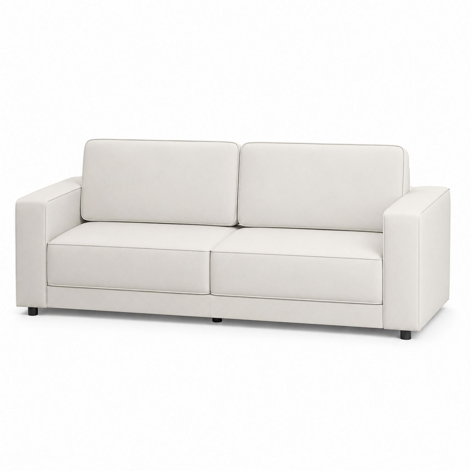 3-Seater Faux Leather Sofa White 200cm x 85cm x 70cm