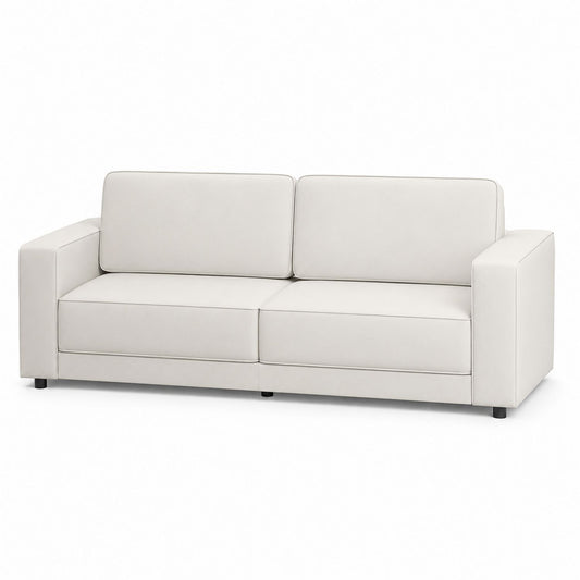 3-Seater Faux Leather Sofa White 200cm x 85cm x 70cm