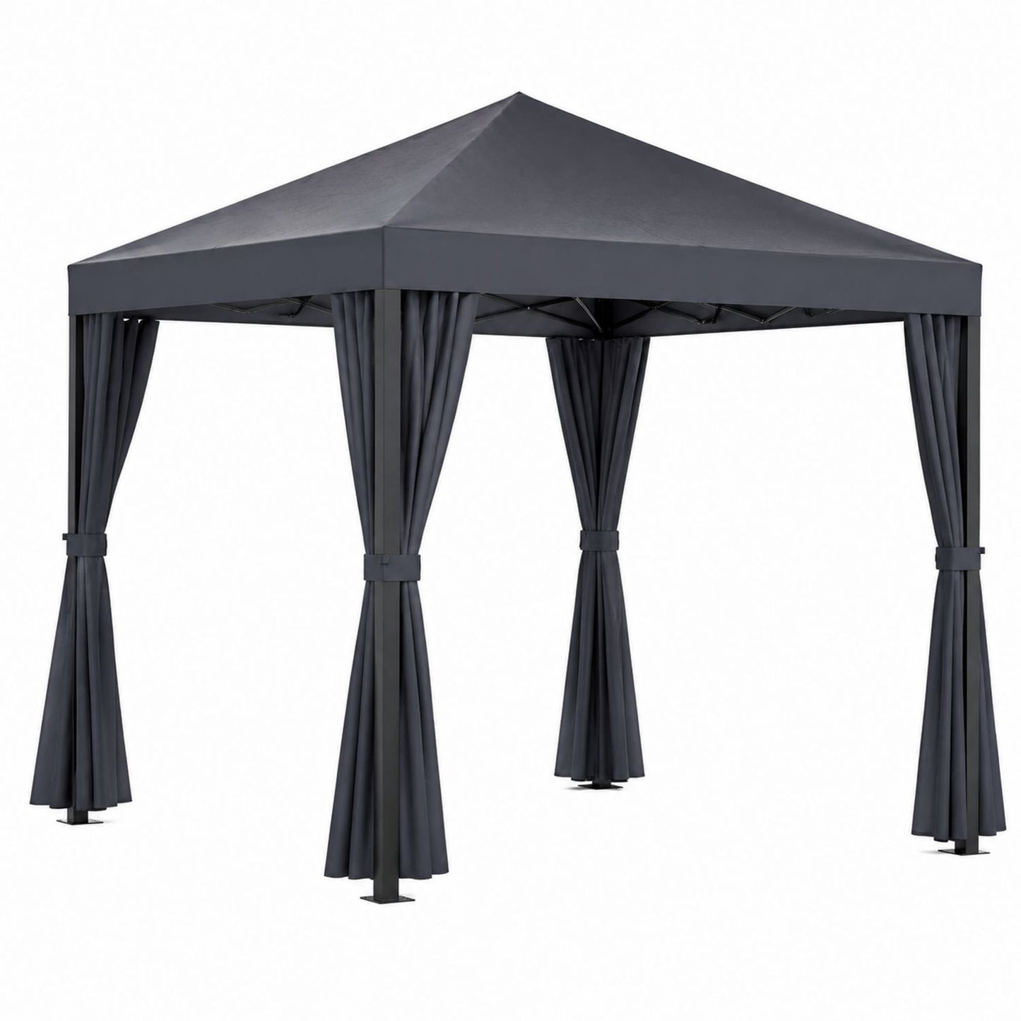 Outdoor Metal Frame Gazebo with Polyester Curtains Gray 3x3m